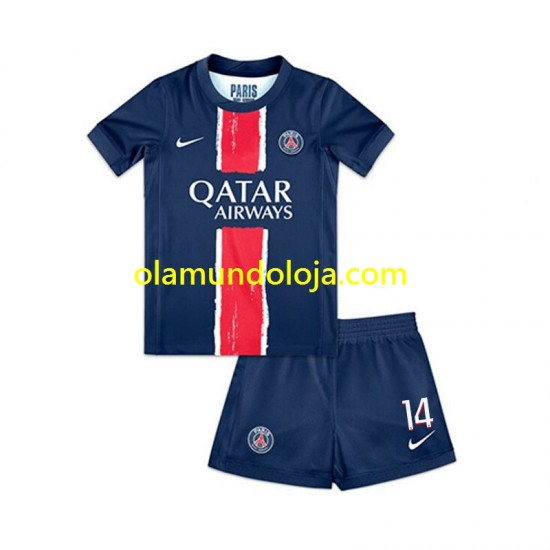 Camisola Paris Saint-Germain Desire Doue 14 Criança Equipamento Primeiro 2024-2025 Manga Curta